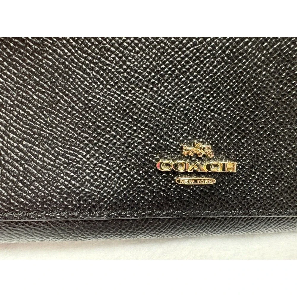 Coach C4124 Medium ID Zip Around Wallet Black Pebble Leather